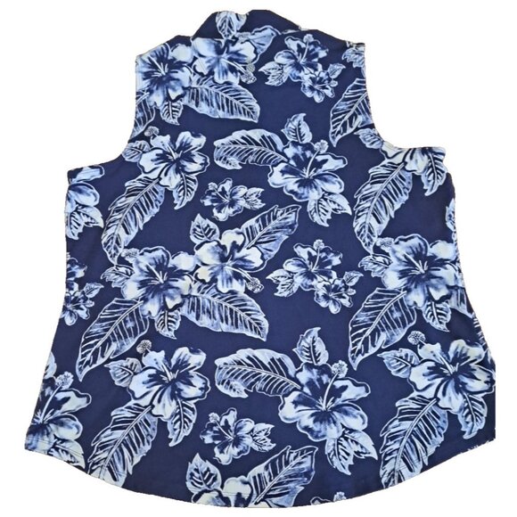 Womens Tommy Bahama IslandZone Top Aubrey Blue Floral Tropical Sleeveless Zip XL - Picture 5 of 5